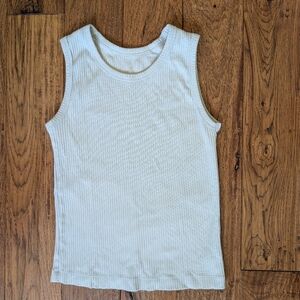 Muji Ribbed Knit Tee in Light Beige